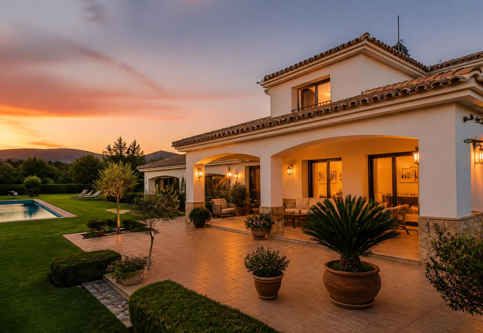 Vivienda unifamiliar en España con cubierta de teja
